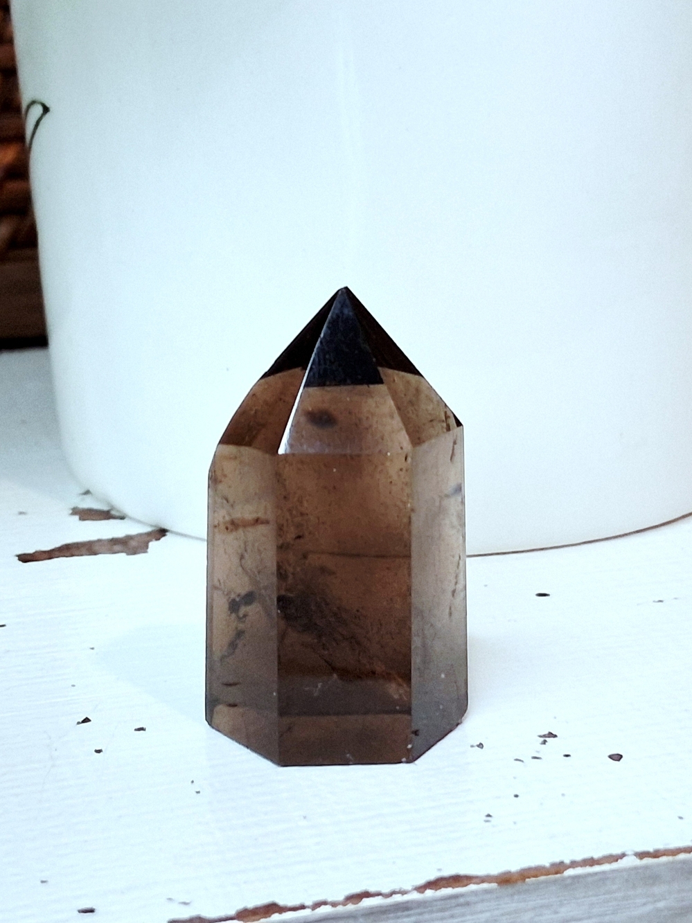 Smoky Quartz Rutilated Crystal Point Home Art - Brown Decorative Accent